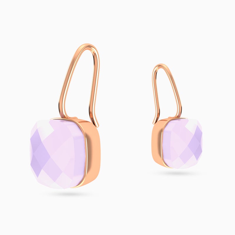 Waves by L'azurde Pale Pink Stone Gold Plated Hoop Earrings - Image 4
